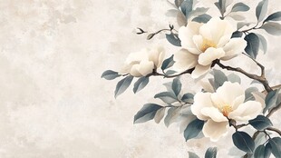 素雅玉兰花枝插画背景