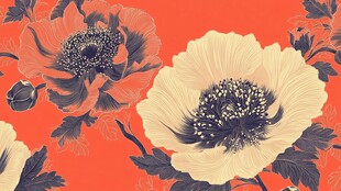 橘底花卉图案 复古又精美