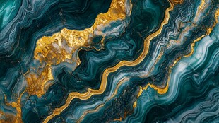 蓝绿金交织的流动纹理图案