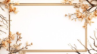金色花枝边框 留白背景图