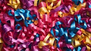 五彩斑斓彩带堆叠画面