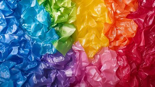 五彩褶皱塑料片绚丽展示