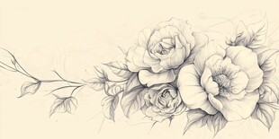 手绘花卉线条艺术插画