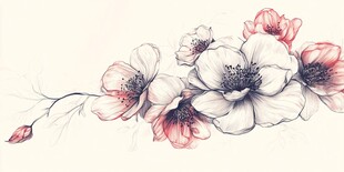 手绘淡雅花卉组合图案