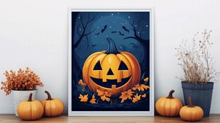 万圣节南瓜装饰画展示