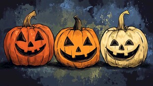 三个万圣节南瓜头插画