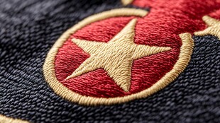 刺绣红星徽章细节特写