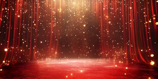 梦幻红幕星光舞台背景