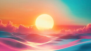 梦幻日落海洋绚丽景观