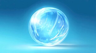 蓝色透明炫光水晶球