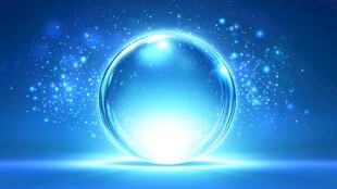 梦幻蓝色发光透明水晶球