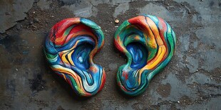 彩色艺术耳朵雕塑作品