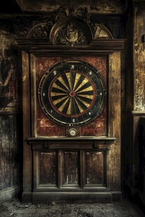 复古风格的古老飞镖靶装置