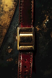 复古金表扣与红皮表带