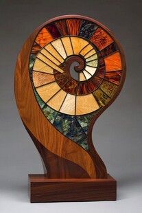 多彩木质螺旋艺术摆件