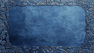 蓝色复古雕花边框背景图