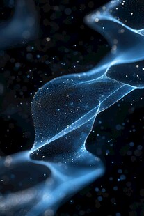 梦幻蓝色流动粒子线条