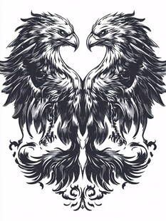 双鹰对称图腾纹身图案
