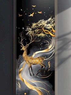 金色麋鹿与飞鸟梦幻图景