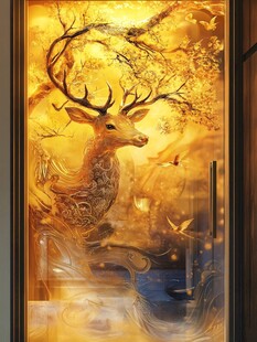 金鹿栖林 秋景祥瑞画面
