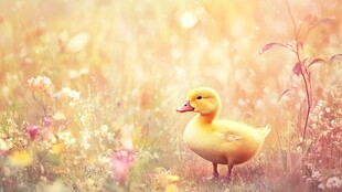 田园小黄鸭 温馨春日景象