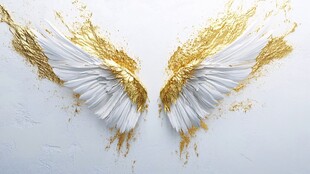 梦幻金白羽翼艺术画面