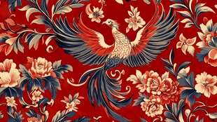 凤凰花卉中式传统纹样图