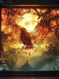 金羽神鹰于幻景中展翅