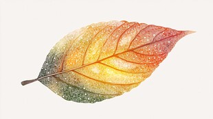 彩色梦幻秋叶水彩插画