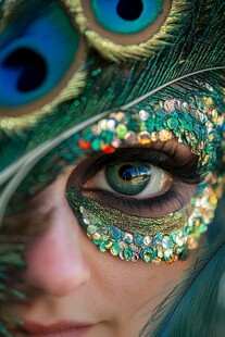 孔雀眼妆特写 尽显华丽