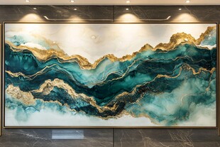 抽象金蓝山水装饰画