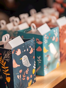手绘花鸟图案精美小礼盒