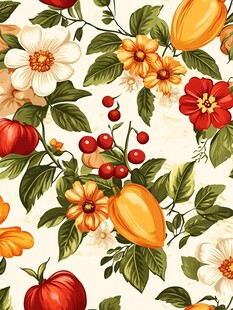 花卉蔬果无缝图案设计