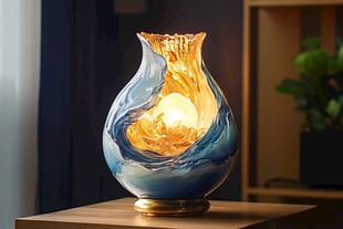 梦幻琉璃花瓶台灯点亮温馨