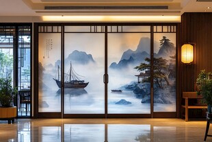 中式山水屏风装点雅致空间