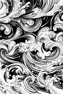 黑白海浪图案纹理设计
