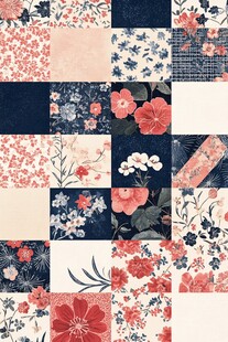 花卉拼贴图案 复古风设计