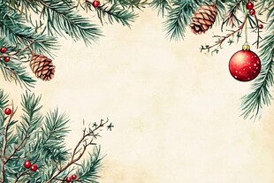 圣诞松枝装饰背景图