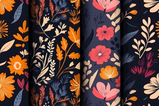 复古风花卉图案面料设计