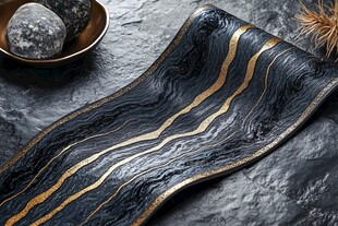 黑金纹理桌旗 质感装饰美
