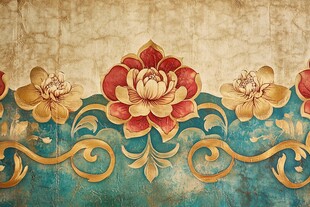 复古花卉墙饰图案设计