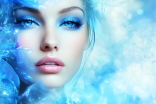 梦幻蓝调美女面部特写