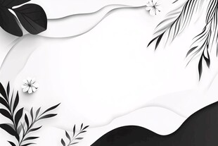 黑白剪纸风植物装饰背景