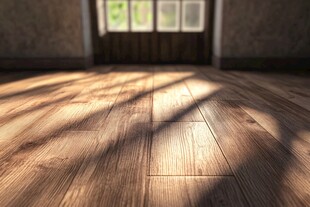 阳光洒落的木质室内空间