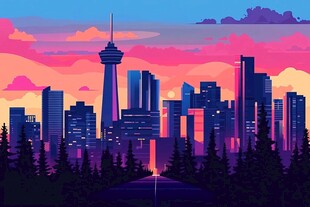 绚丽都市黄昏景观