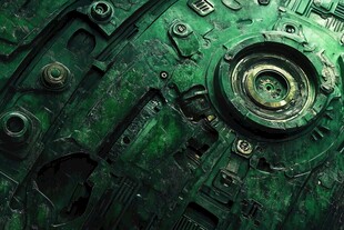 绿调机械零件特写画面