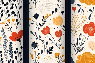 手绘花卉图案装饰背景图
