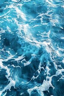 蓝色海洋浪花特写
