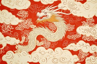 红底金龙祥云传统图案