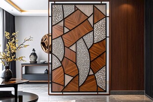 中式几何图案屏风装饰